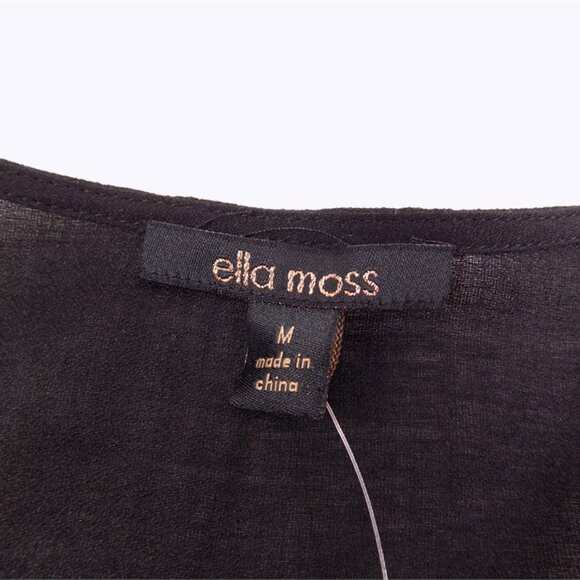 Ella Moss NWT Women's Stunning Black Pleated Lace Bib Peasant Blouse, Medium - Picture 7 of 8